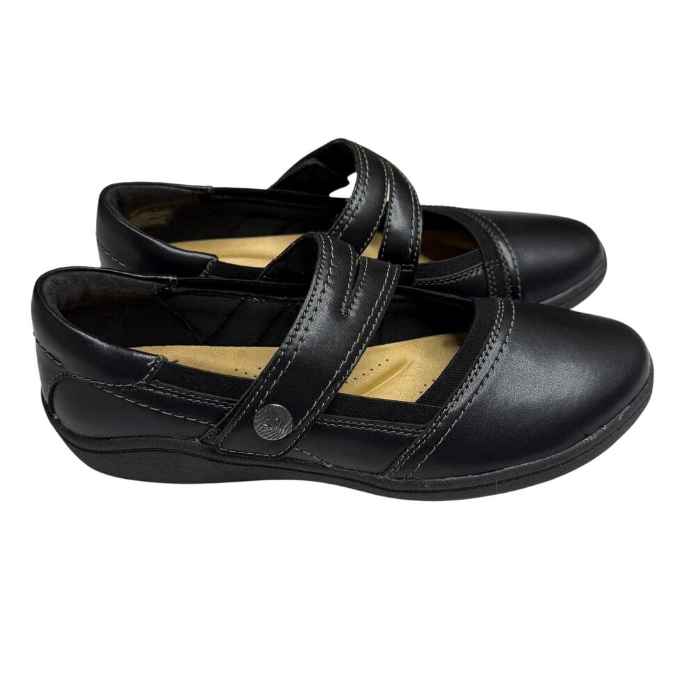 Clarks Collection Bryianne Janey Leather Flat Mary Jane Shoe Black 9 NWOT - Picture 2 of 10